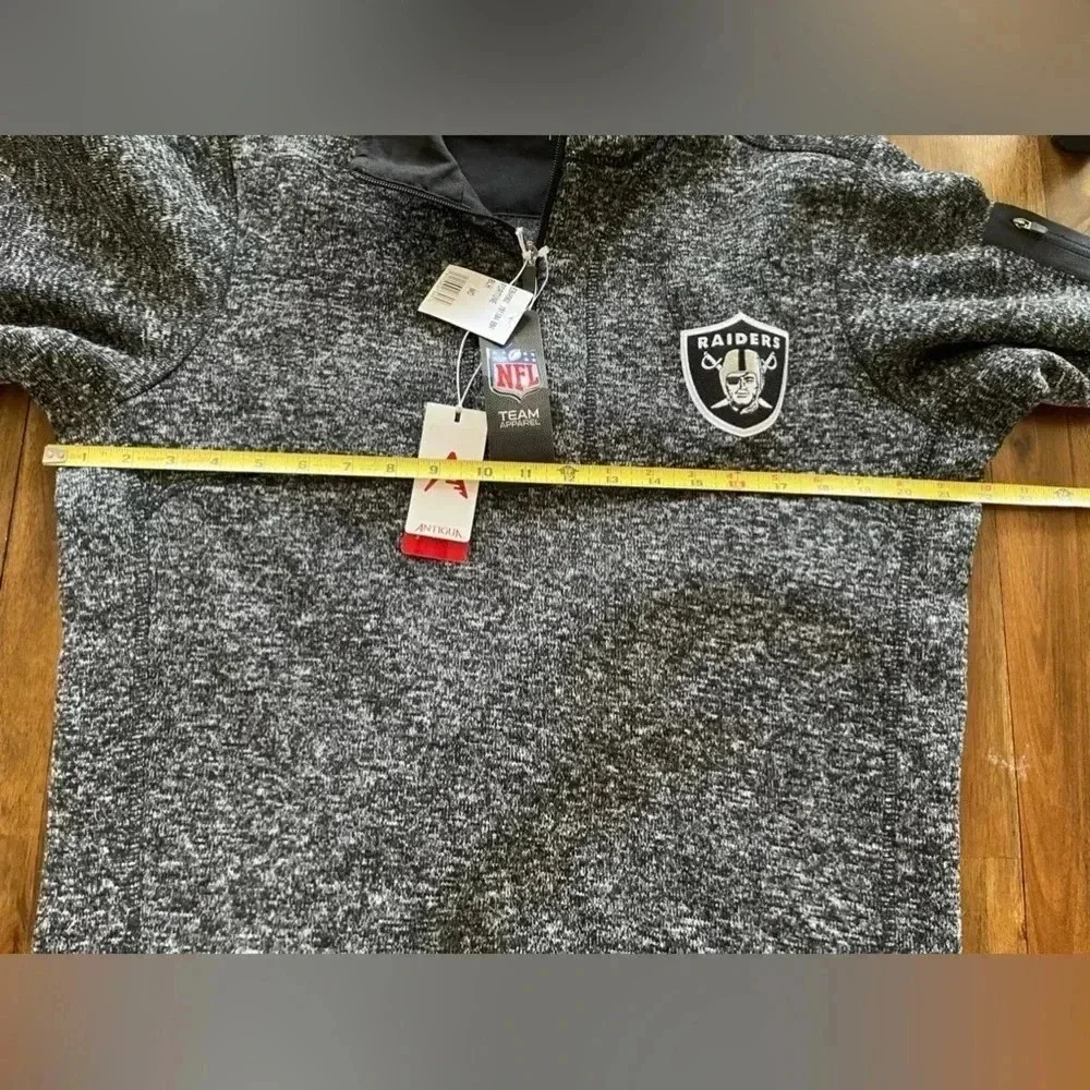 Antigua Raiders men’s heathered black and gray 1/4 zip fleece